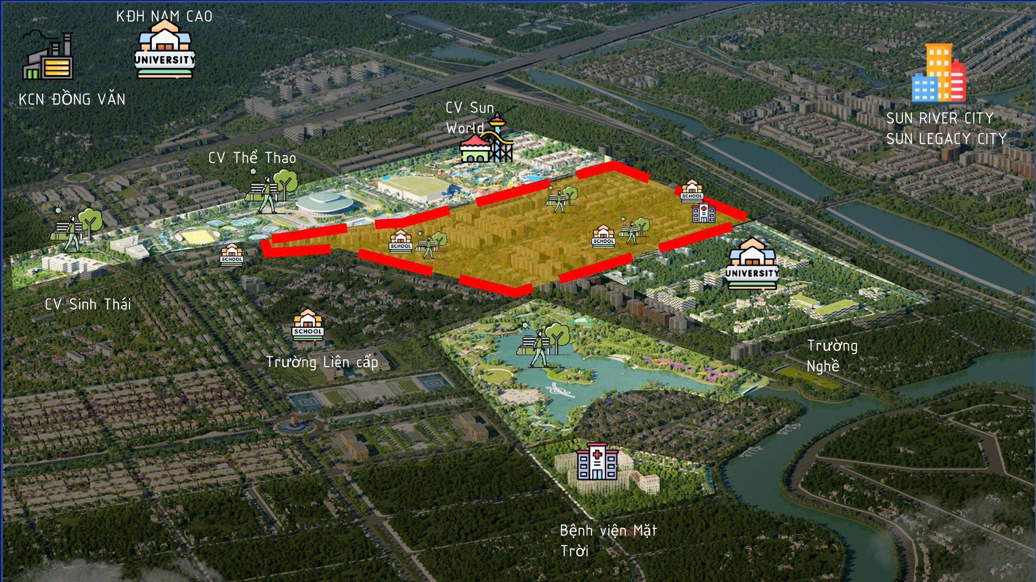 vị trí phân khu flora avenue dự án sun urban city hà nam