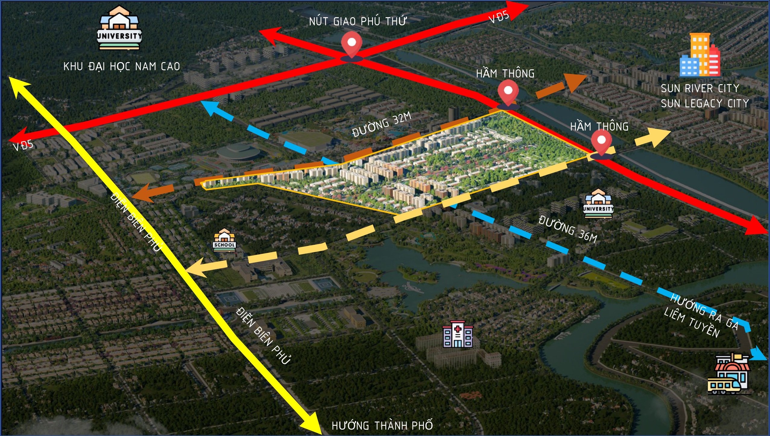 vị trí phân khu flora avenue dự án sun urban city hà nam