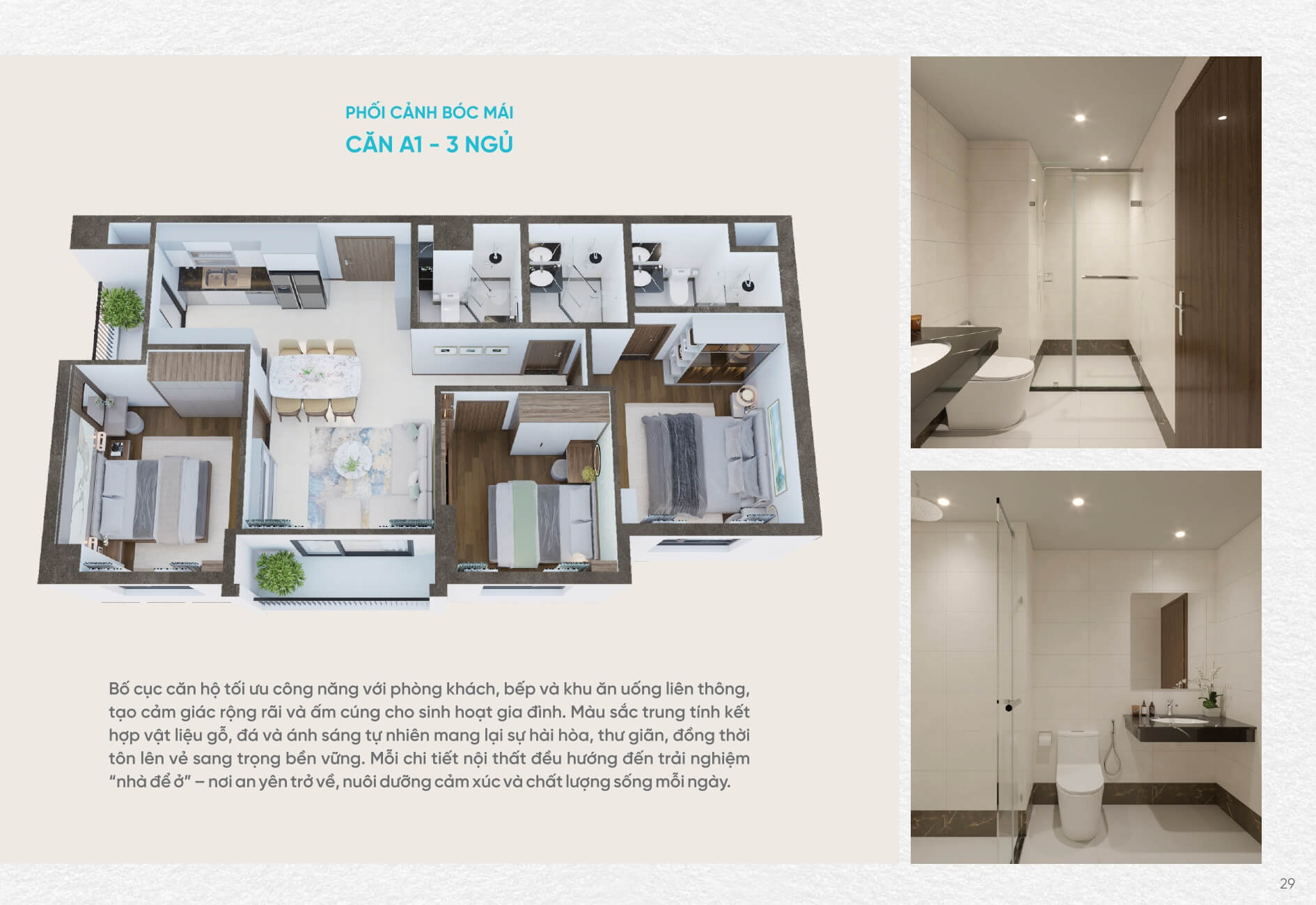 thiết kế căn hộ 3 phòng ngủ viha flora tứ hiệp yên sở